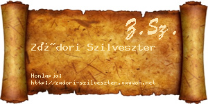 Zádori Szilveszter névjegykártya